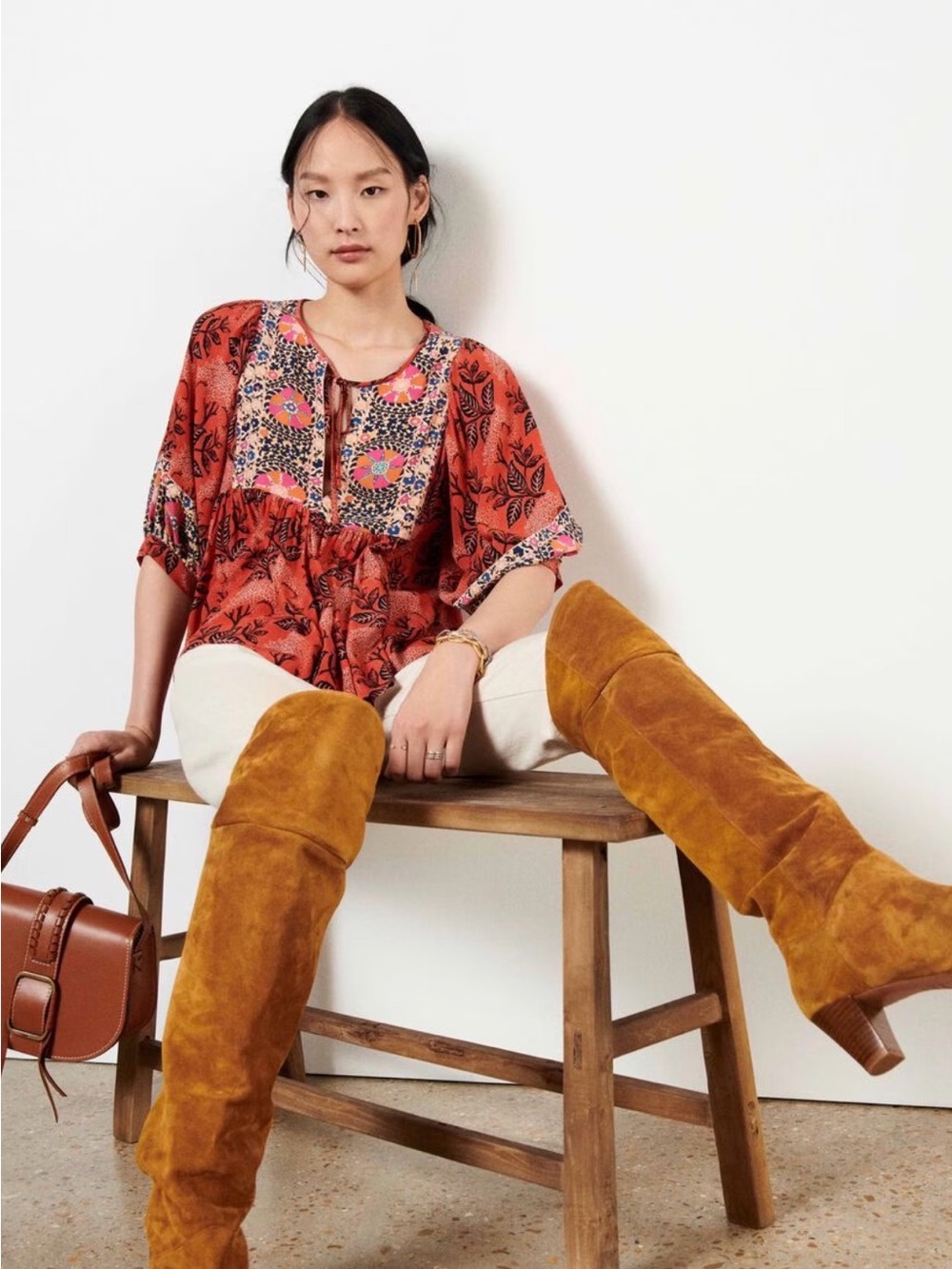 Ba&sh boho Peasant floral Blouse Top